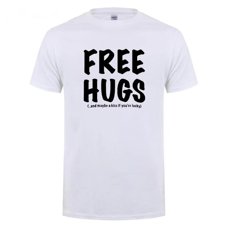 Free Hugs Printing T Shirt for Men Male Summer Tops Tee O Neck Short Sleeve Fashion Cotton T-Shirt Tshirt Man Brand Clothing