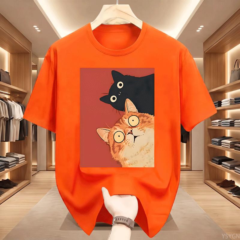 Kawaii Vintage Black Cat Print Tshirt Korean Style Casual Streetwear Cotton T Shirt For Unisex And Unisex Streetwear Basic Tees