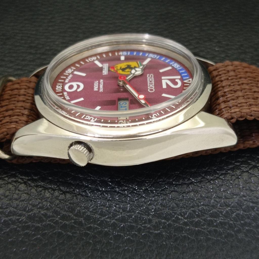 VINTAGE SEIKO AUTOMATIC 7009A JAPAN MENS FERRARI DIAL WATCH A700546-5 R203-a700546
