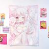 Kawaii Maid Anime Tapestry Cute Cat Paw Print Polyester Wall Hanging for Bedroom Soft Pink Aesthetic and Otaku Themed Home Dec