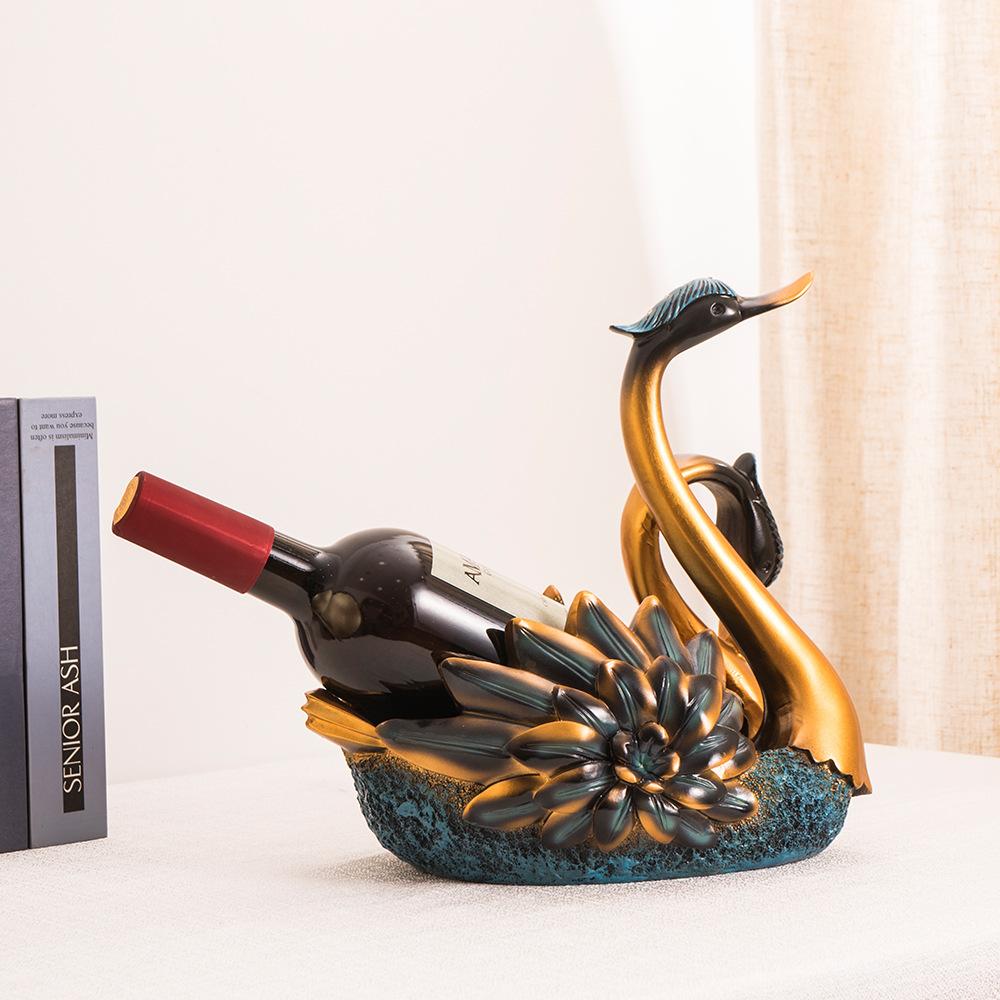 European Premium Swan Ornaments Modern Home Wine Cabinet Resin Craft Gift Idea Housewarming Red Good Wine Rack Decoration Gift Idea Gift Idea