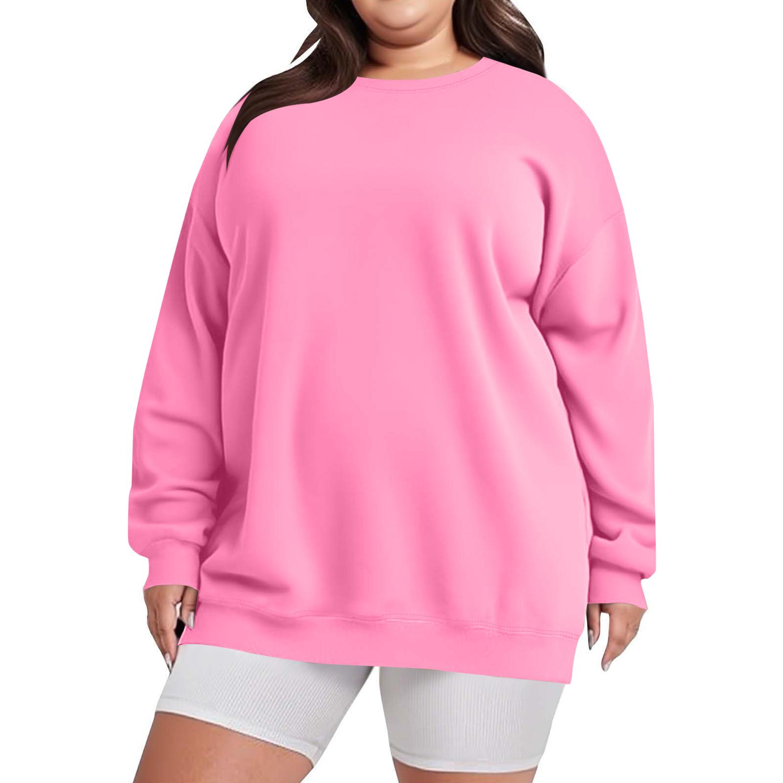 

Толстовка большого размера для женщин, оверсайз, с круглым вырезом, с длинным рукавом, пуловер XXXXXL розовый