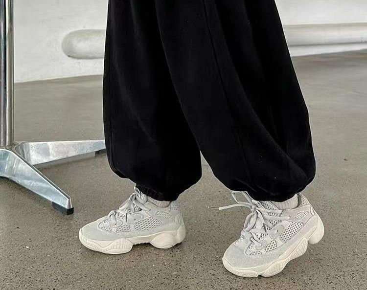 Autumn 2025 Boys' Wide-Leg Grey Harem Pants - Casual, Loose-Fit Sports Style