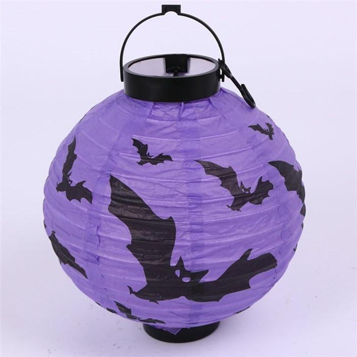 Halloween LED Paper Pumpkin Bat Spider Hanging Lantern Light Holiday Christmas Party Lamp Home Decor
