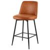 Bar Stool Set of 2, 69cm Counter Height Swivel Stools, Modern PU Leather Counter Barstool with Backrest and Metal Legs, Armless Bar Chair, Island