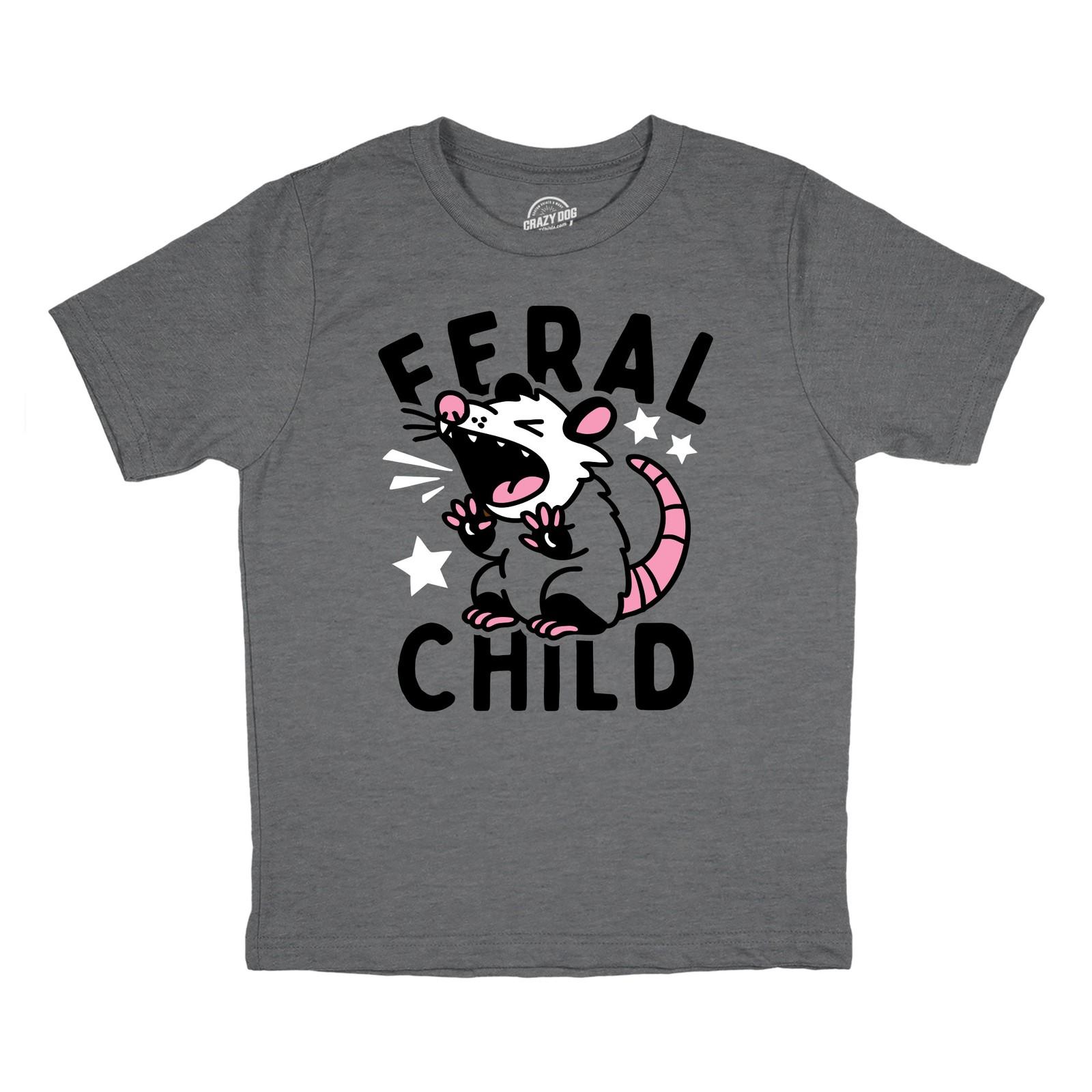 Toddler Funny T Shirts Feral Child Sarcastic Wild Animal Graphic Novelty Tee for S разноцветный