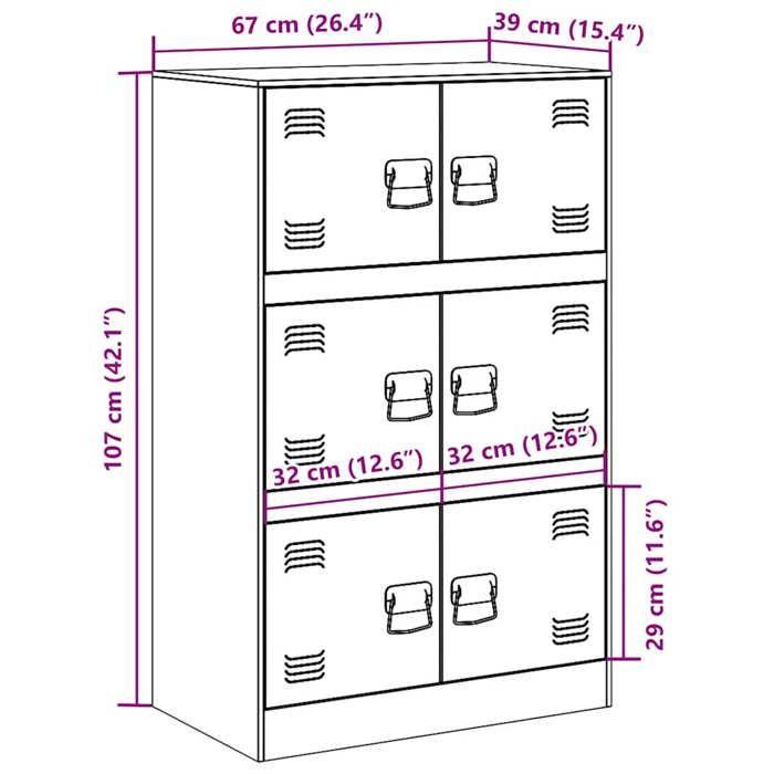 VidaXL Buffet White 67x39x107 Cm Steel, Cabinet, Sideboard, Storage Cabinet, Cabinets, Cupboard, Highboard, 841660