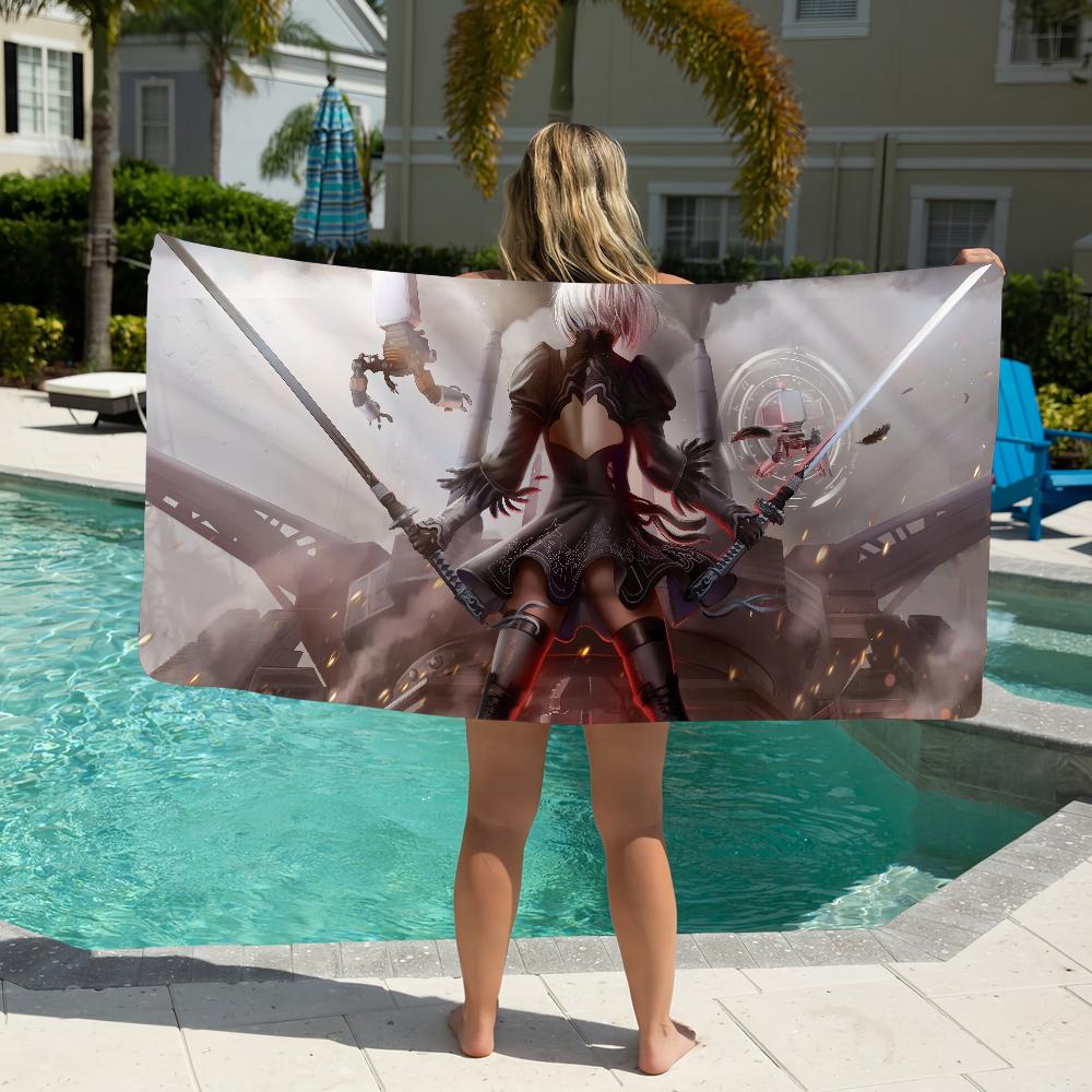 Anime Nier Automata Game 2B Towel Beach Towel Oversized Quick Dry Towel Absorbent Soft Swim BeachTowels for Men Women
