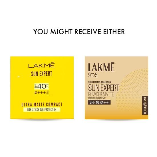 LAKME Sun Expert Ultra Matte Spf 40 Pa+++ Compact, Non Greasy Non Sticky, For Indian Skin, Gives Even-Tone Complexion, 7 G