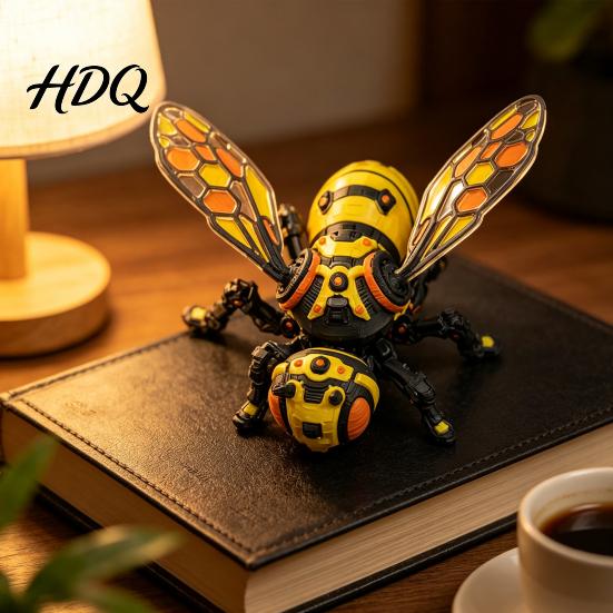 Customizable Poseable Figure 3D Printed Articulated Bee Toy Keychain Ornament Posable Mechanical Creature Model Insect Figurine for Desktop