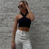 2024 Spring/Summer Women's Knitted Backless Cross Halter Strap Bralette Sweater Tank Top