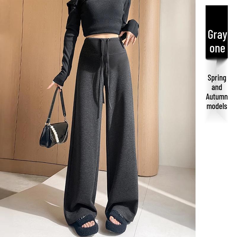 

7388# Spring & Autumn Maternity Elastic Waist Straight-Leg Cashmere Pants 3XL темно-серого