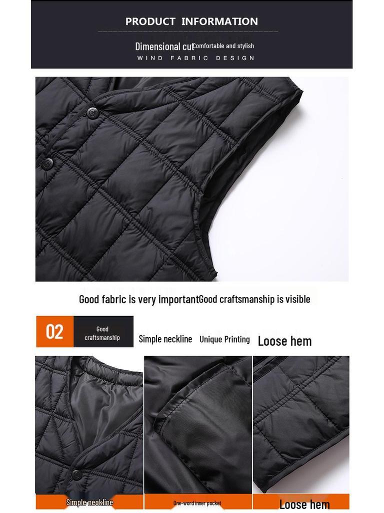 Męska zimowa kamizelka z polaru Woodpecker - Bezrękawnik z dekoltem V dla osób w średnim wieku i starszych