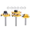 3pcs 3 Teeth T-Shape Router Bit Set 45 Degree Angle Wood Milling Cutter  For Cabinets