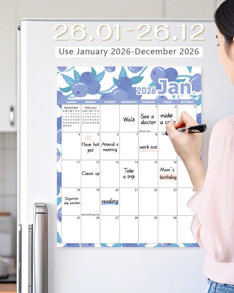 Countdown Calendar Decorative Magnetic Fridge Sticker Magnetic Calendar Orange Monthly Calendar For Kitchens Home Metal Surface