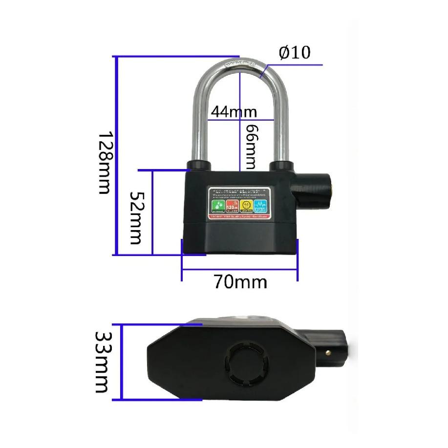Universal Anti-Theft Padlock with 120db Alarm Zinc Alloy Lock for Bicycle Motorcycle Warehouse Door r Safety Waterproof 3 Colors