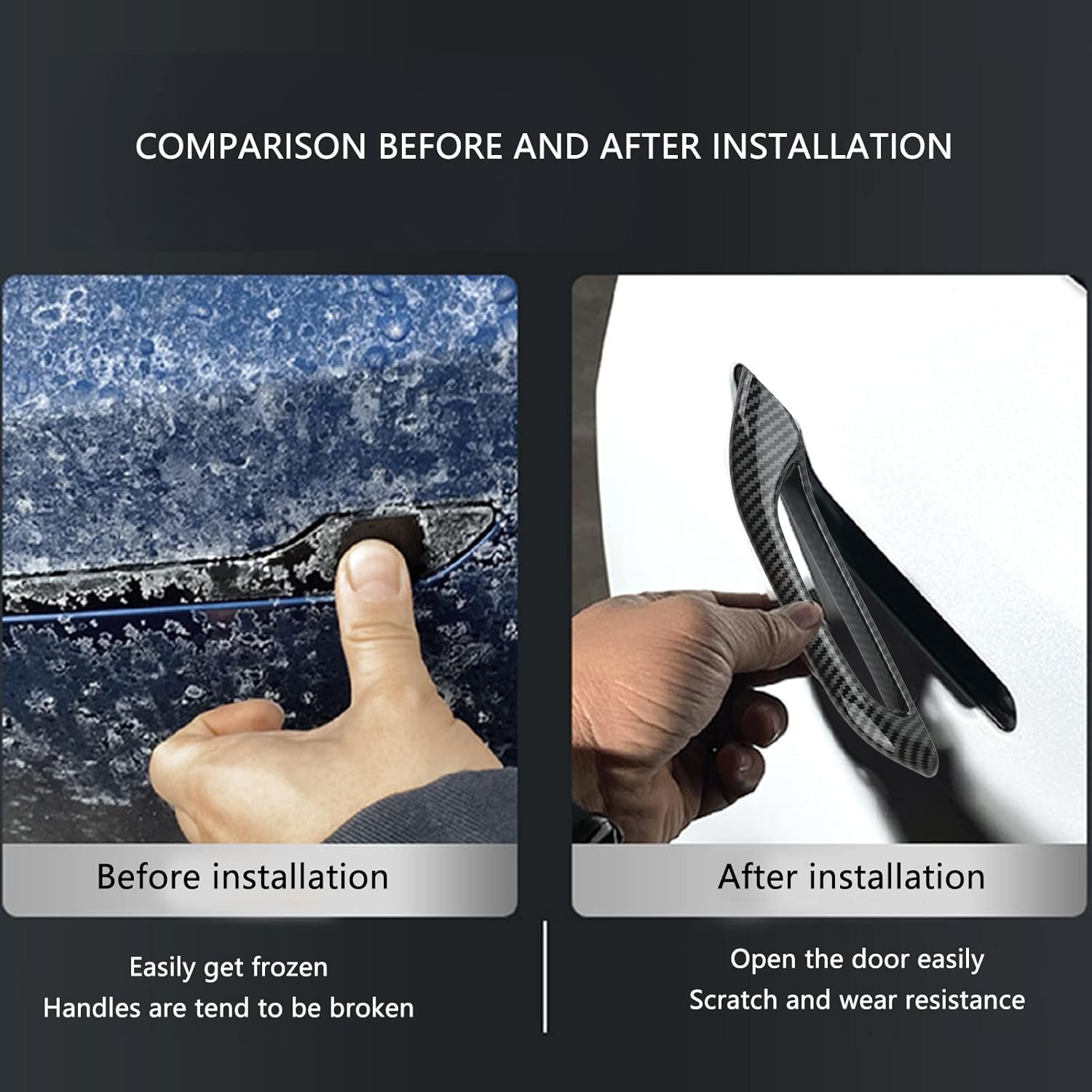

Car Door Handle Protector, Anti Freezing, Universal Fit Car Door Handle Covers, 4PCS Set, Durable Design, Easy Installation, for Winter Use,