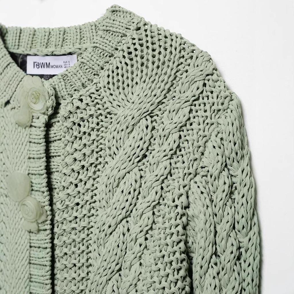 European & American Style Floral Button Women's Knit Cardigan - Soft & Cozy, Short Design for Early Spring 2025.
