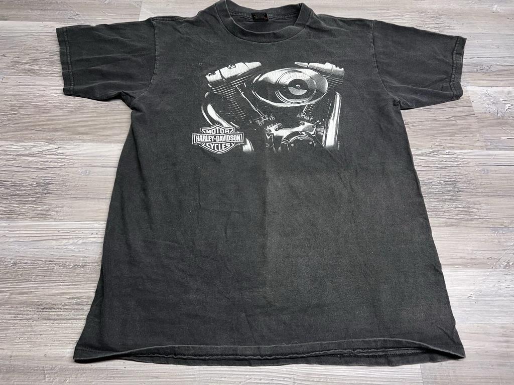 Vintage Harley Davidson Montreal T-Shirt Sun Faded Black Biker Tee Made in USA L