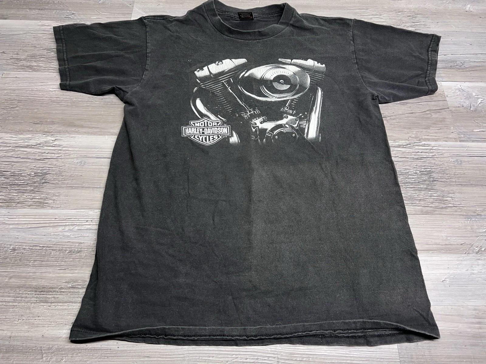 

Vintage Harley Davidson Montreal T-Shirt Sun Faded Black Biker Tee Made in USA L L
