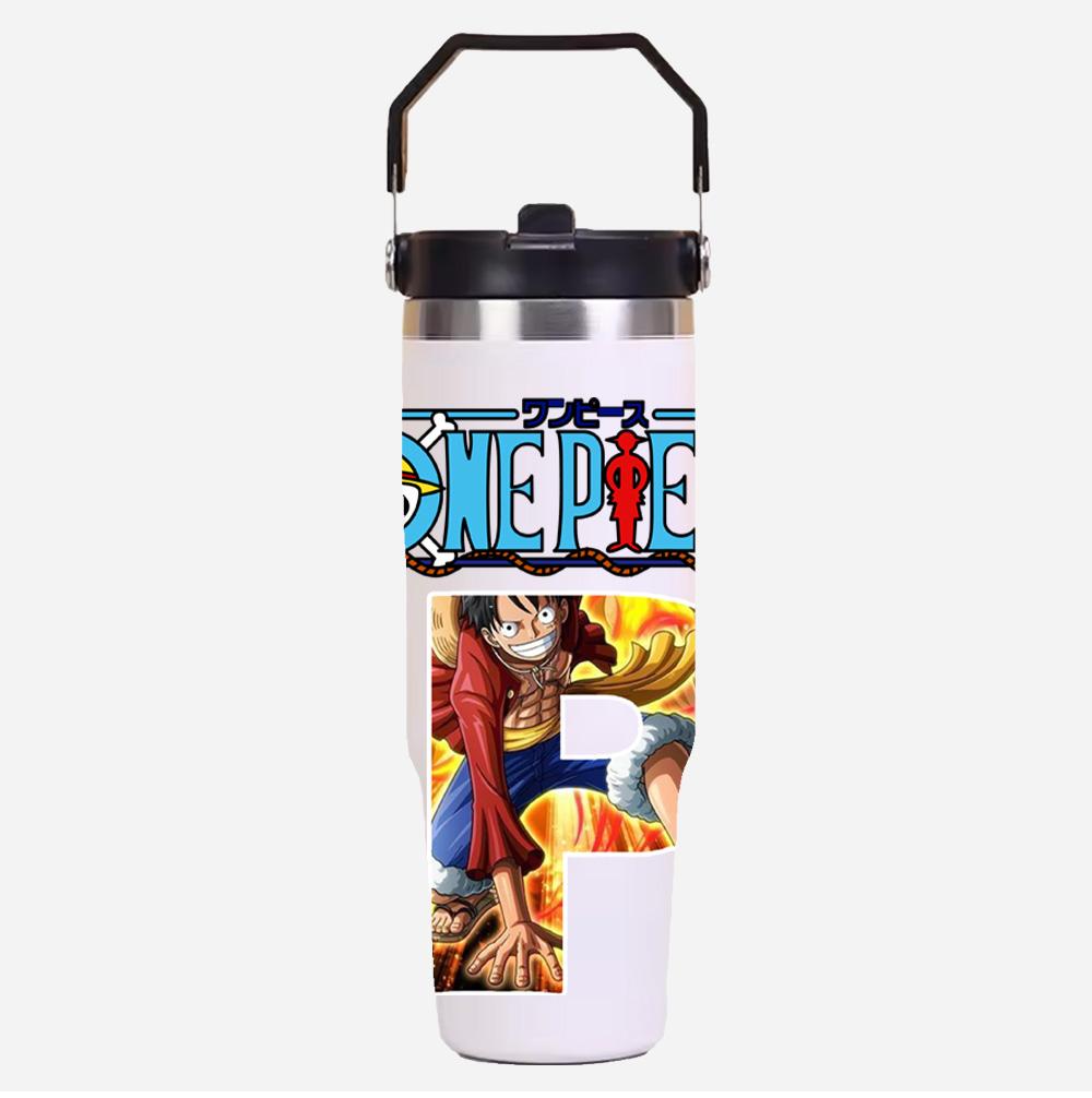 30oz Anime A-Z English Letter Printed Simple Solid Color Stainless Steel Thermos Water Cup Thermal Insulation Cold Ice Cup