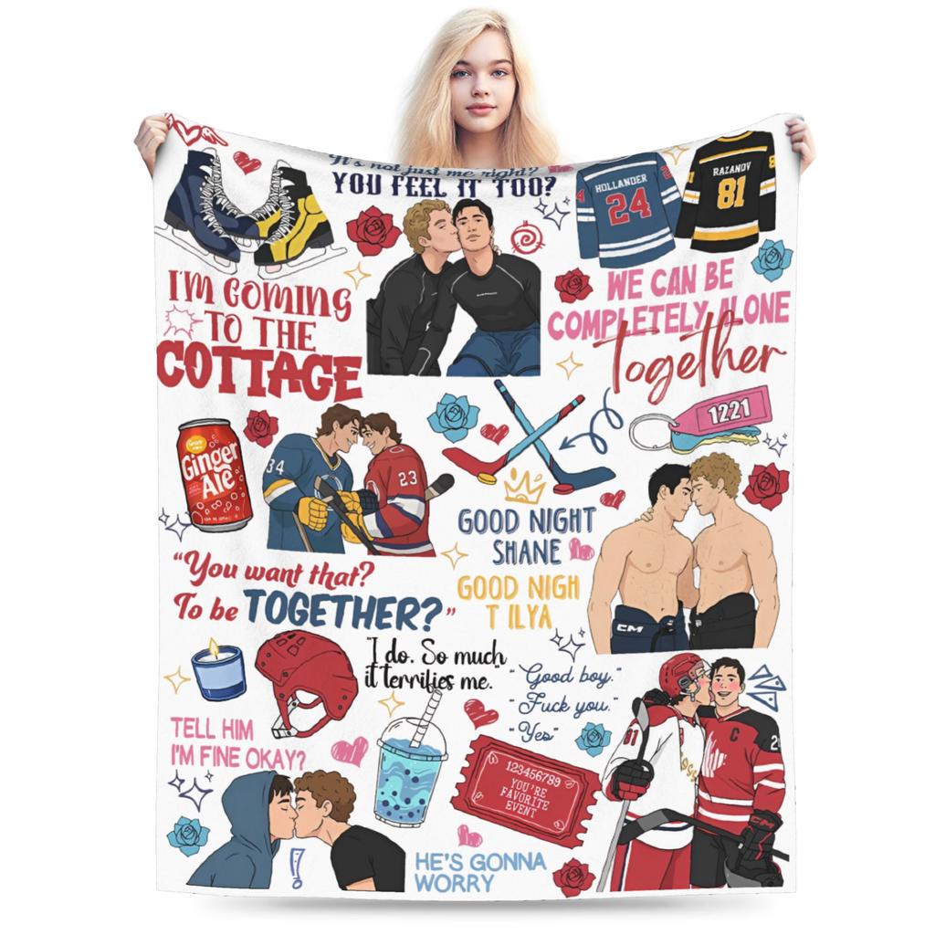 Kiss Heated Rivalry Fleece Throw Blankets Hollanov Blanket for Bed Bedroom Lightweight Bedding Throws