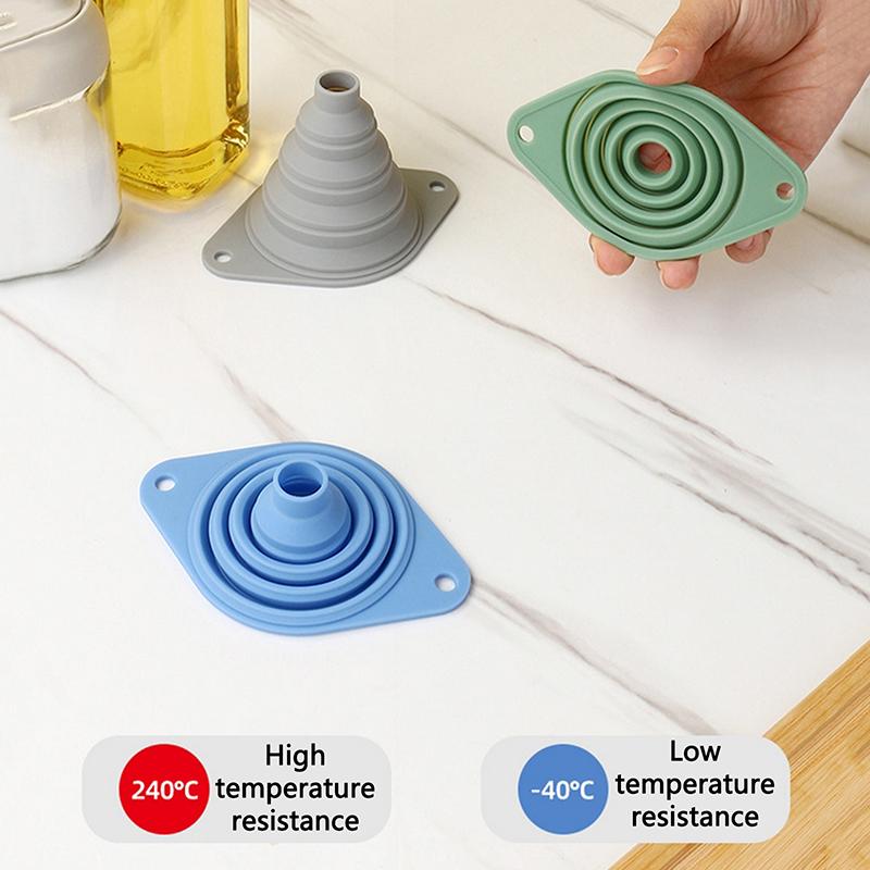 Food Grade Silicone Material Funnel Foldable Portable Telescopic Funnel Drip-Proof Edge For Kitchen Use Filling Water Bottles