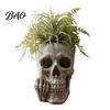 Small Plant Holder Skull Planter with Middle?Finger Gesture, Resin Succulent Pot, Gothic Skeleton Head Indoor Outdoor Flower Unique Desktop