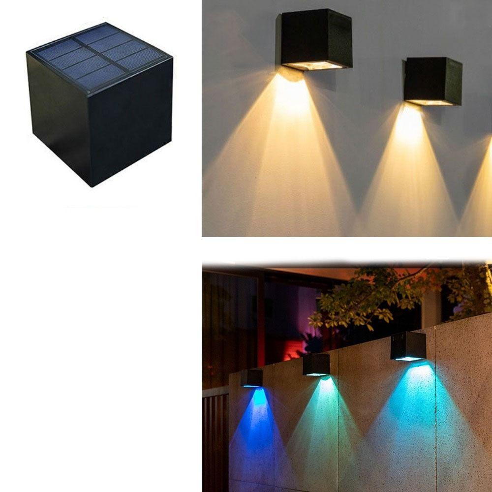 Wireless Solar Wall Lights Square Design Decorative Lighting Wall Lamp Solar Powered IP65 Waterproof Outdoor Garden Light