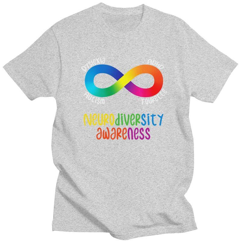 T-shirt Consapevolezza Neurodiversità Maschile ADHD Autismo Dislessia Tourette Manica Corta Cotone T-shirt Casual Larga Oversize
