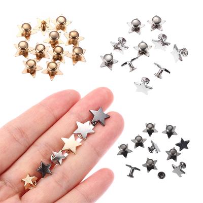 10Pcs Metal Stars Rivets for DIY Leather Crafts Clothing Hat Bag Shoes Belt Decoration Garment Rivets Studs Sewing Accessories