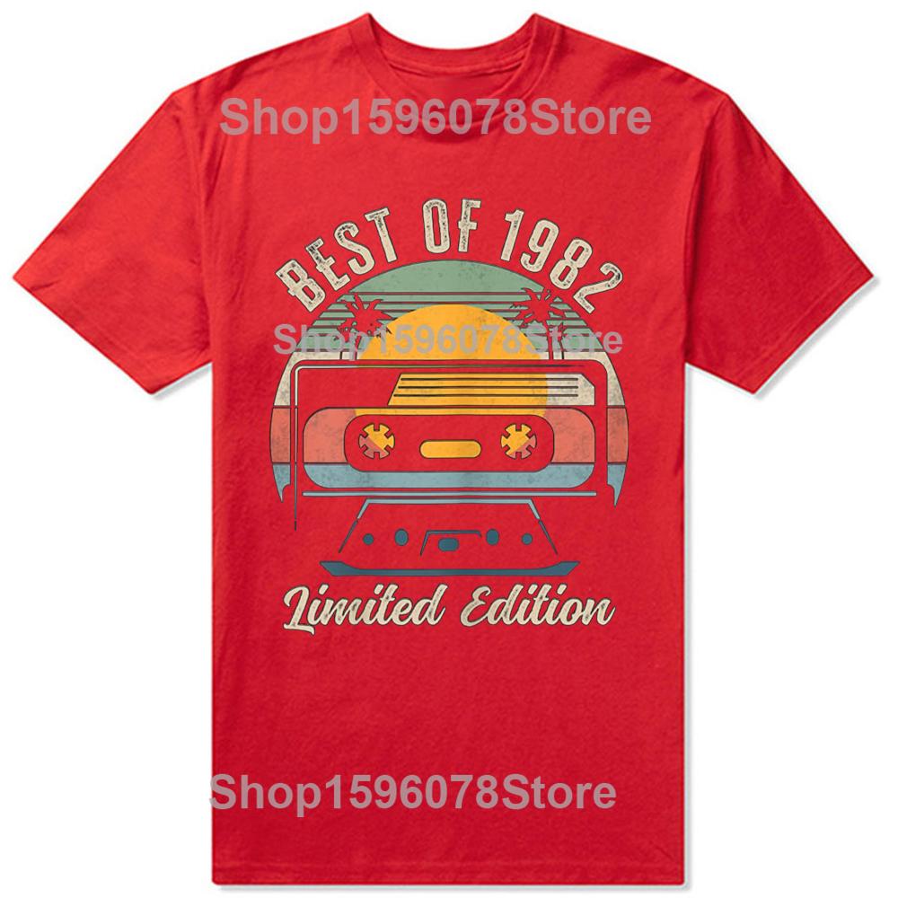 Funny Vintage 43th Birthday Gift Best of 1982 T Shirts Cotton Short Sleeve Gifts Mens Clothing Casual Loose Oversized T Shirt