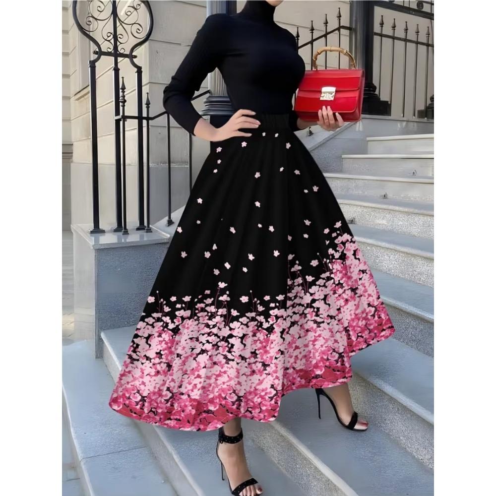Vacation Style Green and White Abstract Print Midi Skirt for Women Summer Casual High Waist A Line Skirt Trendy Fashion Skirt