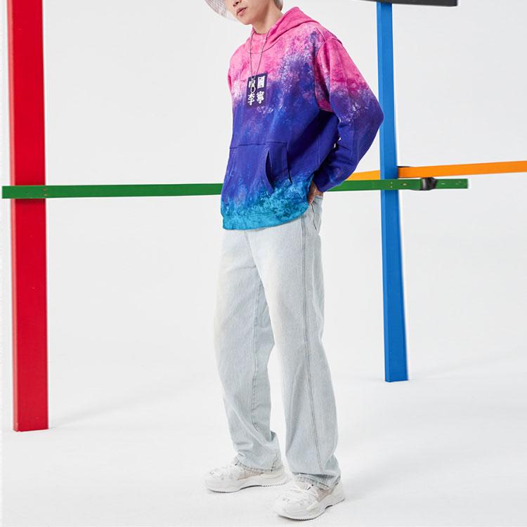Li Ning Loose Fit Pullover Casual Hoodie Men hoodies Raspberry-Red AWDQ857-1