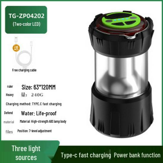 Multifunctional Solar-LED Camping Lantern with Type-C Charging