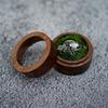 New Wooden Round Ring Box Transparent Cover Brown Engagement Ring Case Portable Ring Display Boxs Gifts