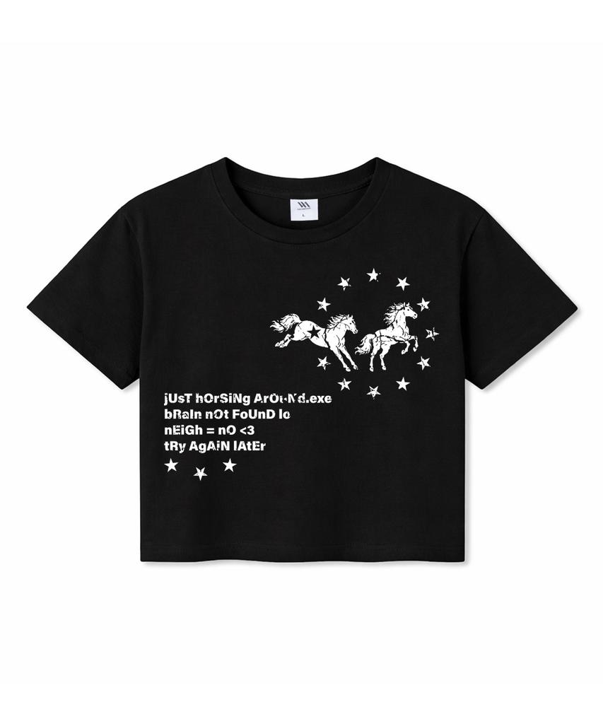 MILLION DAY Neigh Crop Short Sleeve Tee