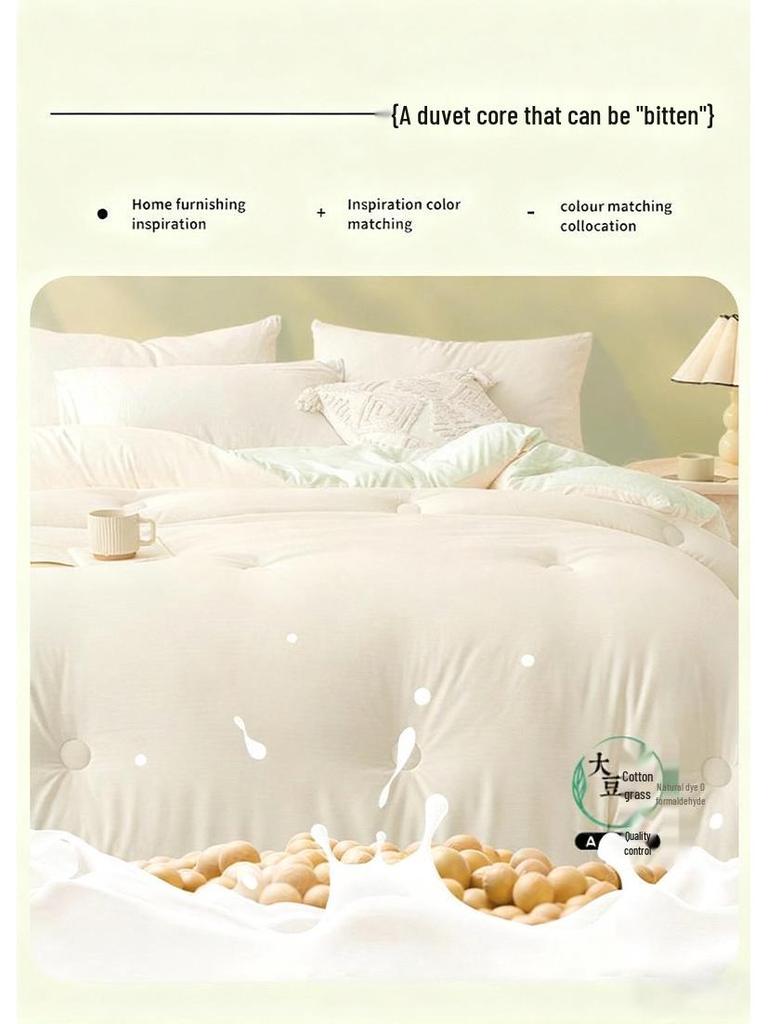 Thickened Soybean Fiber Quilt - Warm, Cold-Proof Bedding for Dormitory - Double-Sized, Perfect for All Seasons.