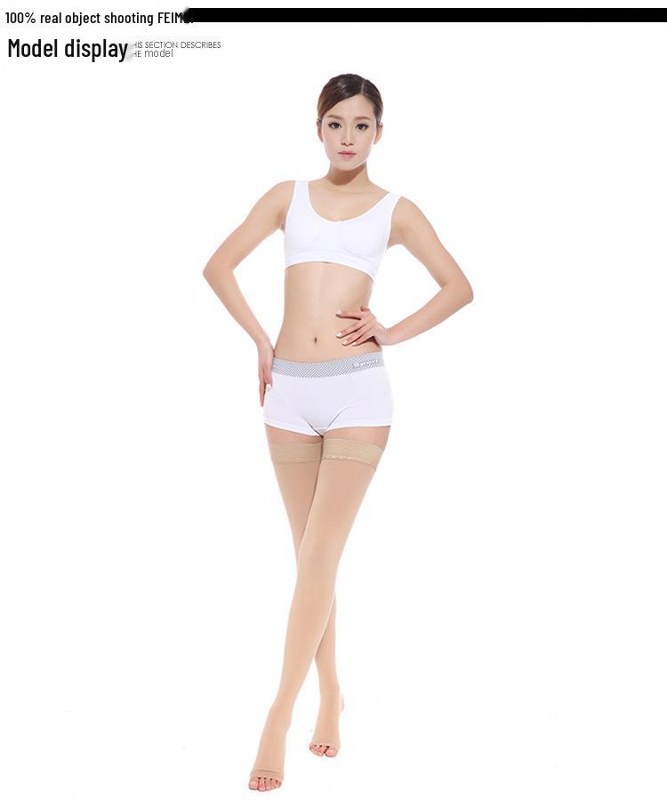 Level 2 Medical Compression Open-Toe Long Leg Sleeves - High Elastic, Slimming, Blood Circulation Support Socks.