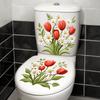 Handbemalte Blumen Toilettensitz-Aufkleber Künstlerische Badezimmer WC-Dekoration Wasserdichte Abnehmbare Aufkleber für Zuhause