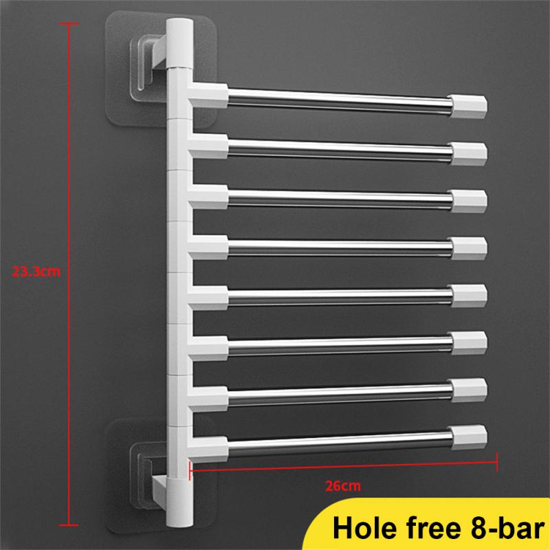 Bathroom Tools Punch-free Wall-mounted Rotating Towel Bath Towel Rack Space Aluminum Multi-layer Hanging Rod Rack For El Gym