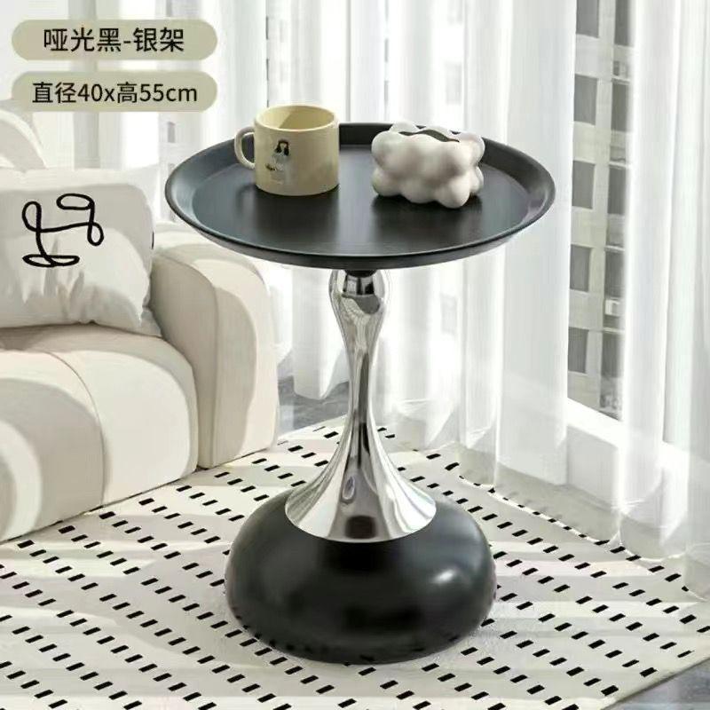White Round Coffee Table w/ Golden Base - Modern Minimalist Side Table, No Assembly. Sturdy for Living Room, Office & More