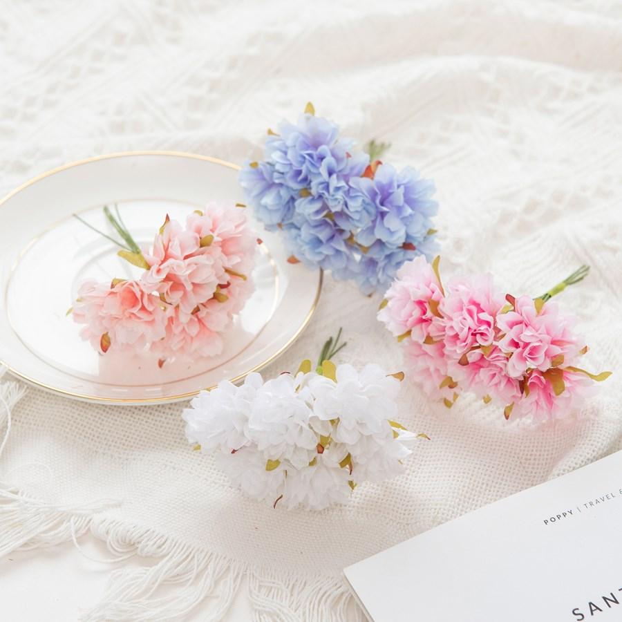 Artificial Flowers Mini Bouquet Silk Cherry Festival Wreath Decorations Home Room Scrapbook Wedding Wreaths Diy Gifts Candy Box
