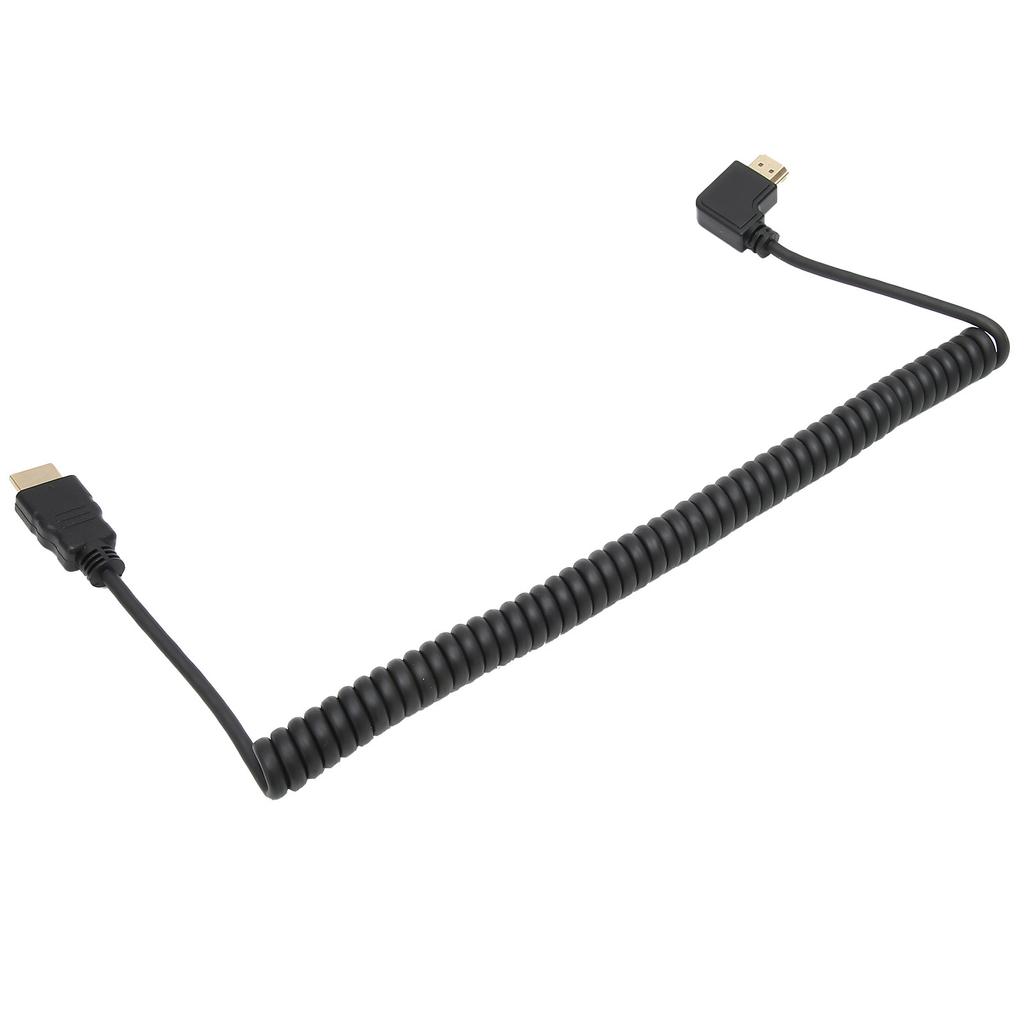 90 Degree Right Angled HD Multimedia Interface Male to Male Extender Coiled Cable for Computer TV