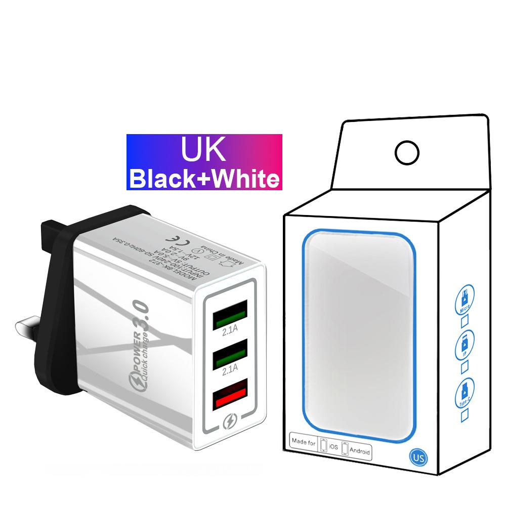 QC3.0 3-Port USB Fast Charger 5V/9V/12V for Travel (US/EU)