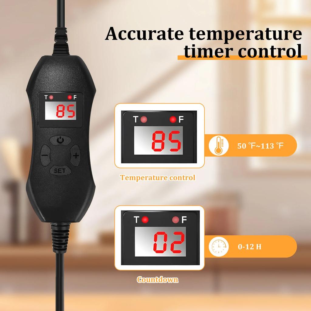 Degjäsningbox Stor Kapacitet Degjäsningbox med Tidskontroll Vikbar Brödjäsningsbox för Pizza Yoghurt Smör