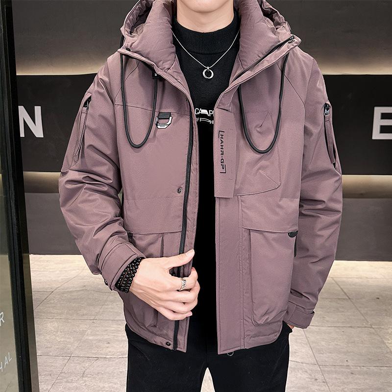 

2025 куртка пуховик зима новая мужская уличная универсальная рабочая одежда с капюшоном пуховик куртка хлопковая куртка 4XL фиолетовый