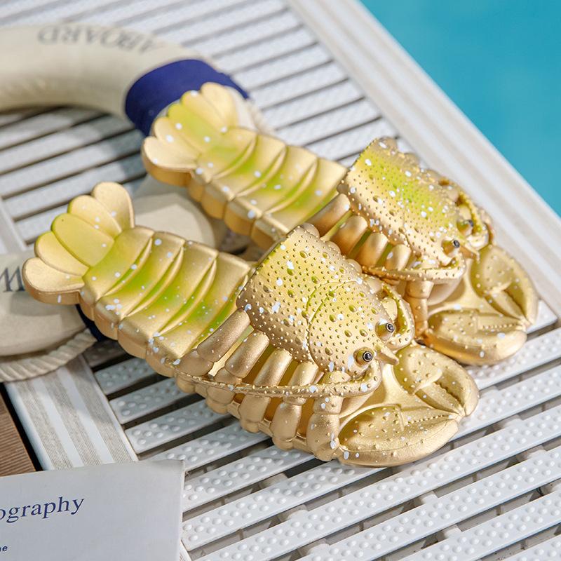 New Novelty Slippers Lobster Men's Summer Painted Slide Shoes Unisex Beach Slippers Large Size Sandals Funny Crawfish Flip Flop