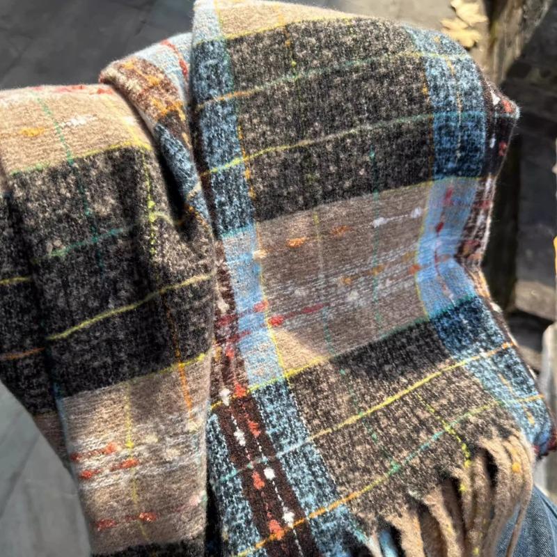 Christmas plaid new scarf women's winter wool senior sense student couple thickened warm shawl scarf