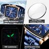 Waterproof Watch For Men Casual Sports Luminous Men's Quartz Wristwatches Stainless Steel Square Chronograph Reloj Hombre